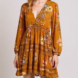 Free people Floral Mustard Dress